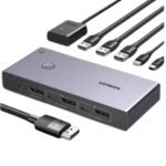 مبدّل KVM DisplayPort من UGREEN ‏2 داخل 1 خارج (كمبيوترين، شاشتين، ‎8K@60Hz، 4 منافذ) – CM695 (25962)