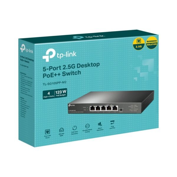 TP-Link SG105PPM2 New 5-Port 2.5G Desktop Switch with 4-Port PoE++