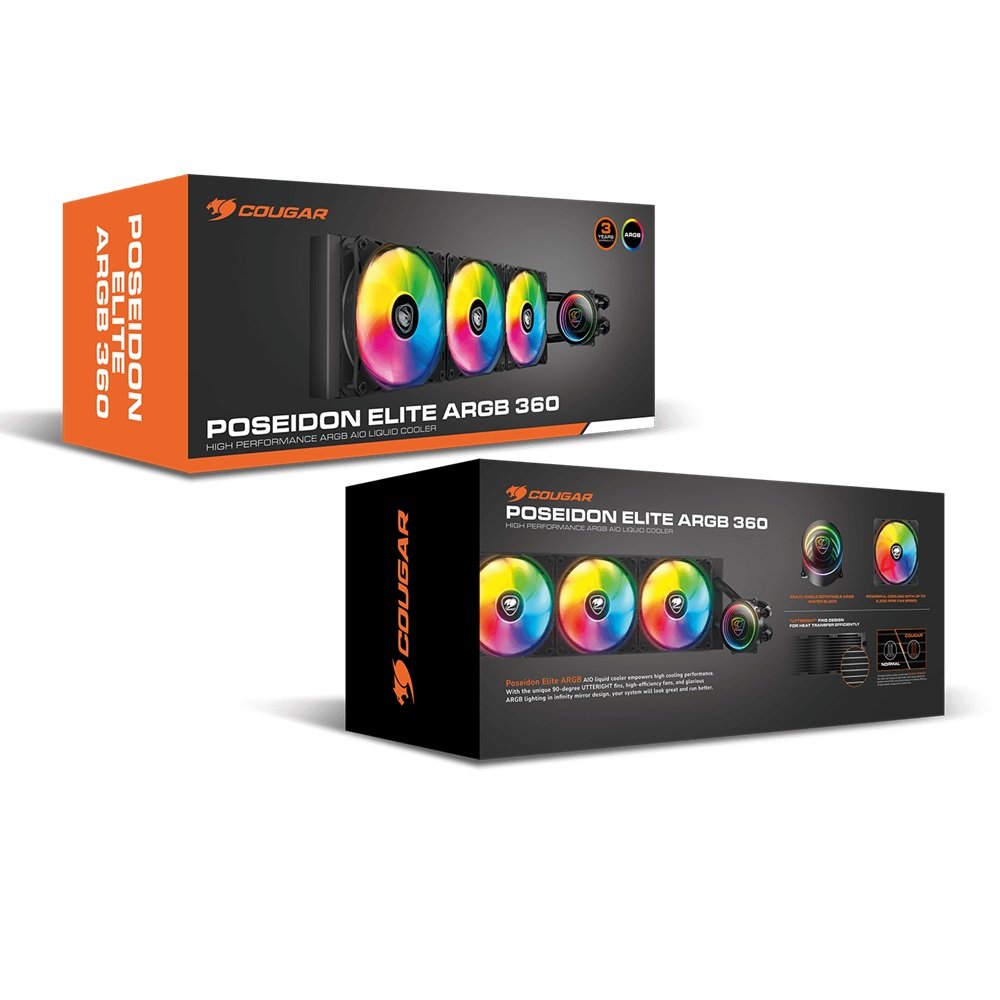 woo-sync-1790346682238-c0dc03 Cougar Poseidon Elite ARGB 360 High Performance AIO Liquid Cooler, Black - الصورة 1