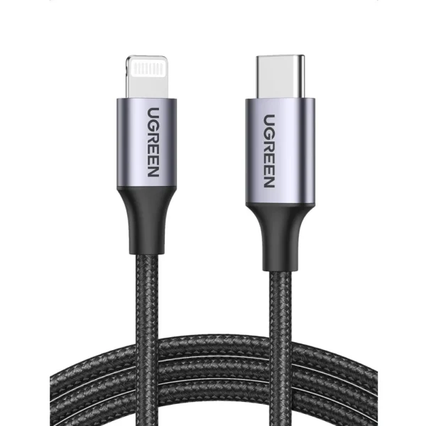 UGREEN 60761 USB-C to Lightning PD Fast Charging Cable, 2m Black