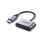 ⁦UGREEN 60165 USB-C to Male To Dual USB-C Female Adapter (Audio & Charging)⁩ - الصورة ⁦3⁩