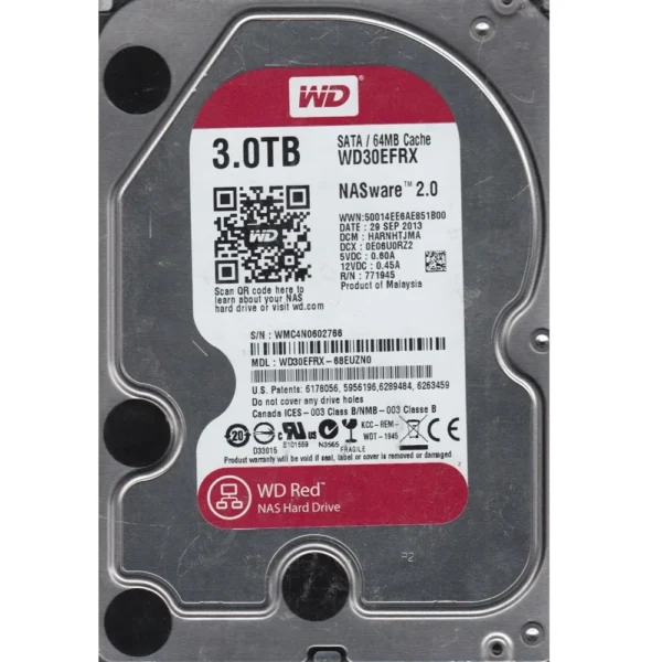 WD 3TB Red Internal NAS HDD 3.5″ SATA, 5400 RPM, WD30EFRX
