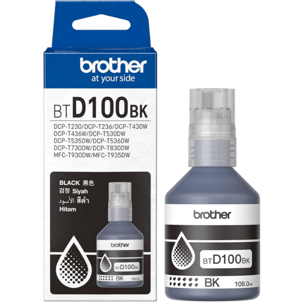 Brother BTD100BK Black Ink Bottle – 108 ML