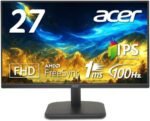 شاشة Acer EK271Ebmix مقاس 27 بوصة بدقة FHD وتقنية IPS، معدل تحديث 100 هرتز، زمن استجابة 1ms (VRB)، تقنية AMD FreeSync، ميزة Flickerless، سماعات مدمجة