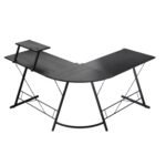 ⁦GameOn L-Shaped Slayer I Series Gaming Desk & Table Top With Accessories Stand – Black⁩ - الصورة ⁦3⁩