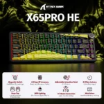 ⁦Attack Shark X65 Pro HE Wireless Rapid Trigger Magnetic Switch RGB 60%  Keyboard Tri-Mode, Black and Yellow⁩ - الصورة ⁦3⁩