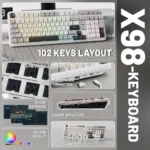 ⁦Attack Shark X98 Full-size Wireless Tri-Mode RGB Gaming Keyboard, Starlight White – Strawberry Switch⁩ - الصورة ⁦2⁩