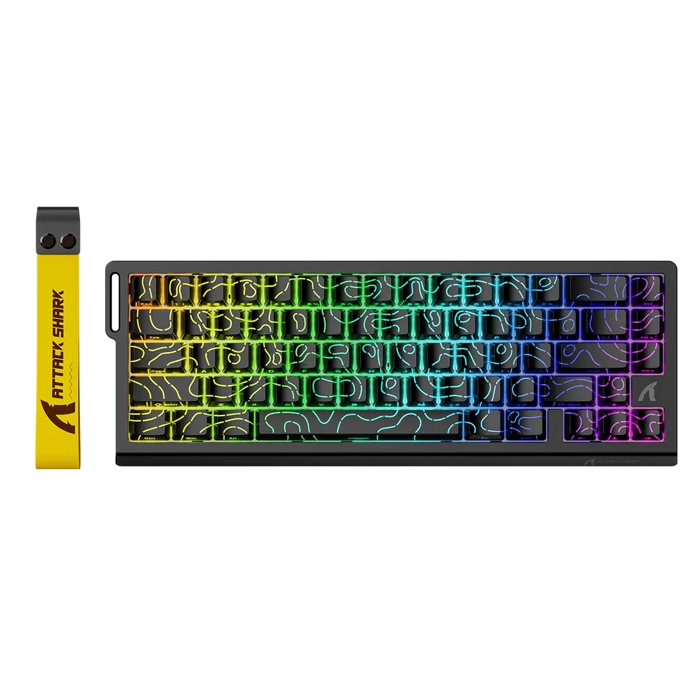 woo-sync-1790353279318-c8c671 Attack Shark X68 HE Rapid Trigger Keyboard 60% Wired 8KHz Magnetic Switch, Black-Contour Line - Image 1