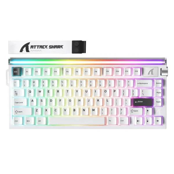 Attack Shark R85 HE Rapid Trigger Keyboard 75% Wired 8KHz Magnetic Switch with Custom Lightbox, Starlight White