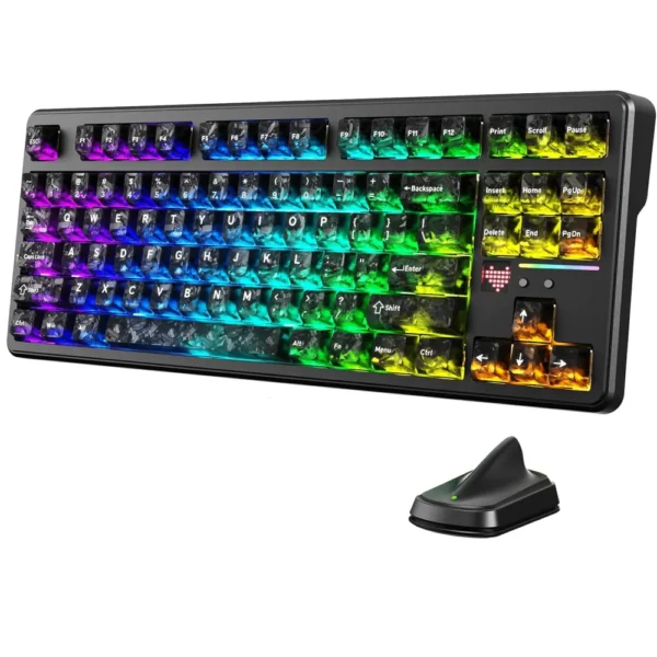 Attack Shark X87 Ultra 8K Wireless Tri-Mode RGB Mechanical Gaming Keyboard, TKL 87-Keys Ink Shadow Megalodon Switch