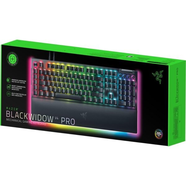 Razer BlackWidow V4 Pro – Green Switch, Mechanical Gaming Keyboard with Chroma RGB