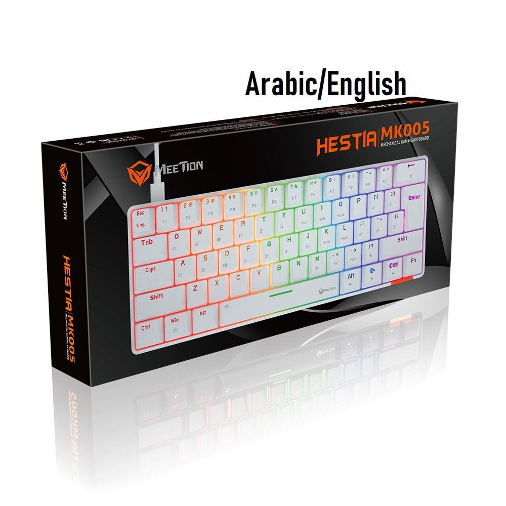 woo-sync-1790353594573-2a3f41 MeeTion MK005 Wired 60% Mini Gaming Mechanical Keyboard English-Arabic, Blue Switch (White) - الصورة 1