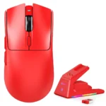 Attack Shark X1 Wireless Tri-mode With Touchpad RGB Charging Dock Gaming Mouse, Red