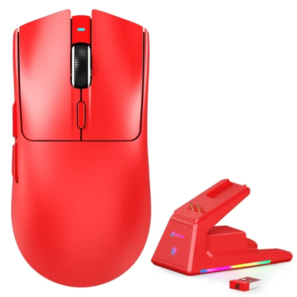Attack Shark X1 Wireless Tri-mode With Touchpad RGB Charging Dock Gaming Mouse, Red