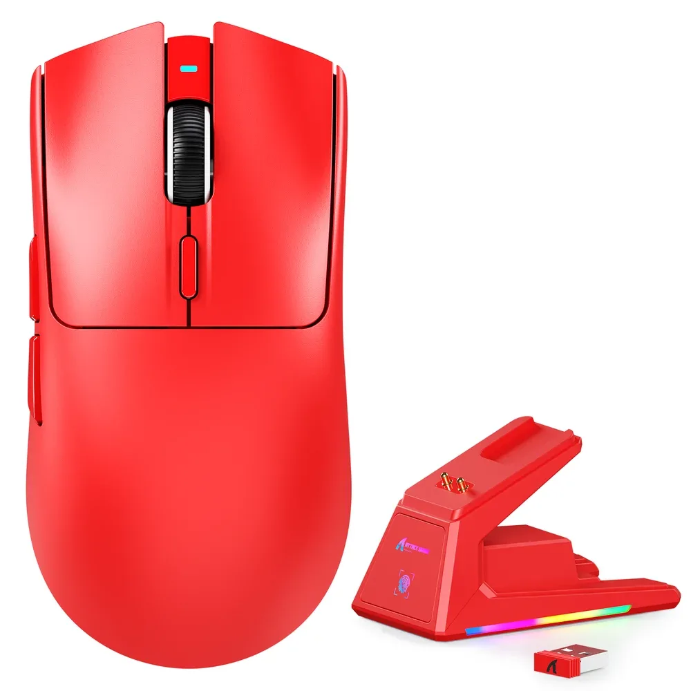 woo-sync-1790355451110-24882f Attack Shark X1 Wireless Tri-mode With Touchpad RGB Charging Dock Gaming Mouse, Red - الصورة 1