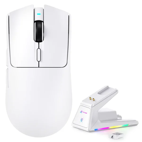 Attack Shark X1 Wireless Tri-mode With Touchpad RGB Charging Dock Gaming Mouse, White