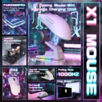 ⁦Attack Shark X1 Wireless Tri-mode With Touchpad RGB Charging Dock Gaming Mouse, White⁩ - الصورة ⁦2⁩