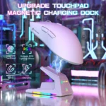 ⁦Attack Shark X1 Wireless Tri-mode With Touchpad RGB Charging Dock Gaming Mouse, White⁩ - الصورة ⁦3⁩