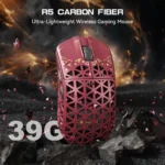 Attack Shark R5 Ultra Carbon Fiber Wireless 8K Gaming Mouse, 39g, 42K dpi, Tri-mode , Red - Image 3