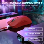 ⁦Attack Shark X1 Wireless Tri-mode With Touchpad RGB Charging Dock Gaming Mouse, Red⁩ - الصورة ⁦4⁩