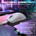 ⁦Attack Shark X1 Wireless Tri-mode With Touchpad RGB Charging Dock Gaming Mouse, White⁩ - الصورة ⁦4⁩