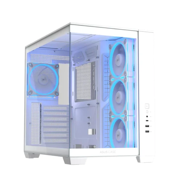 ASUS A32 PLUS ATX PC Case Dual-Chamber Chassis – White, 4-Fans
