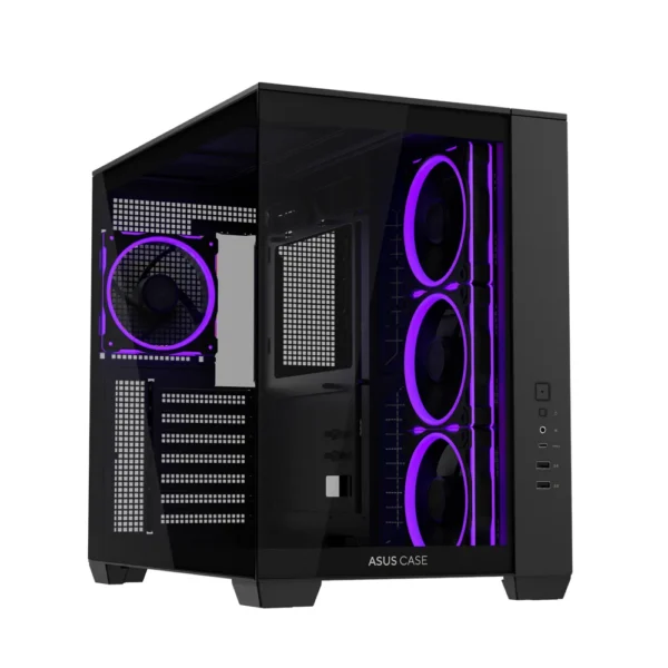 ASUS A32 PLUS ATX PC Case Dual-Chamber Chassis – Black, 4-Fans