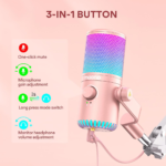 Maono DM30RGB Programmable USB Condenser Gaming Microphone – Pink - Image 3