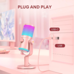Maono DM30RGB Programmable USB Condenser Gaming Microphone – Pink - Image 4