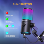 ⁦Maono DM30RGB Programmable USB Condenser Gaming Microphone – Black⁩ - الصورة ⁦5⁩