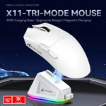 ATTACK SHARK X11 63g UltraLight Wireless Gaming Mouse with Charging Dock - White - Image 2