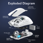 ATTACK SHARK X11 63g UltraLight Wireless Gaming Mouse with Charging Dock - White - Image 6