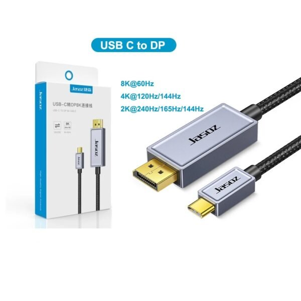 Jasoz Type C to DisplayPort Cable, USB-C to DP 1.4 8K@60Hz – 2m