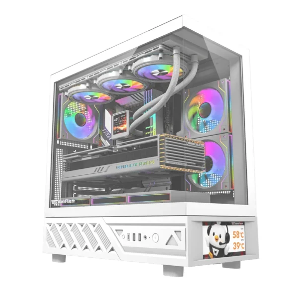 darkFlash DS950V ATX PC Case with Display Screen, 6-Fans (White)
