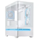 ASUS Prime AP202 ARGB Curved Glass Panel mATX Case – White, 3-Fans
