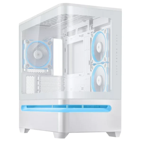 ASUS Prime AP202 ARGB Curved Glass Panel mATX Case – White, 3-Fans