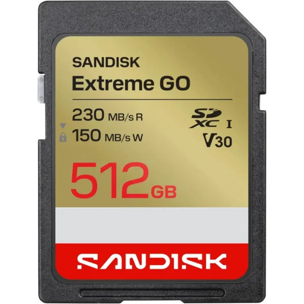 SanDisk 512GB Extreme Go SD Card V30 4K UHD – 230MB/s